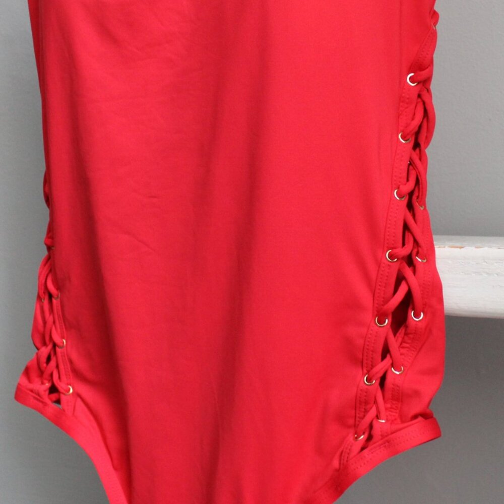 La Blanca L8446 Women's Red Flame Tied and True One-Piece Swimsuit Size XL - Picture 6 of 9